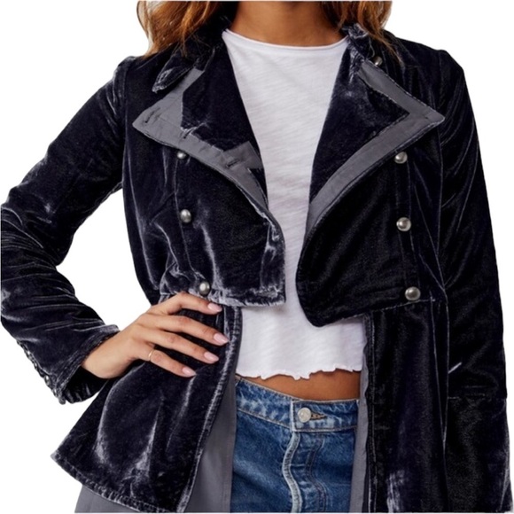 Free People Velvet Ebony Stunning Military Jacket - Picture 6 of 16